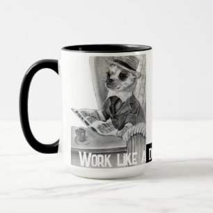 Caneca Elegante chihuahua lendo jornal