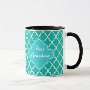 Caneca Elegante, clássico, monograma de trevo de quatro f
