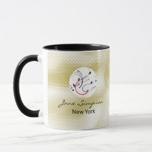 Caneca Elegante código Qr Logo Textura Dourada