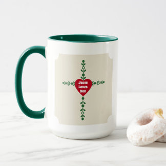 Caneca Elegante Coroa Cruz Vermelha e Verde Feliz Natal