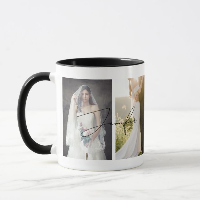 Caneca Elegante de casamento personalizado moderno (Esquerda)