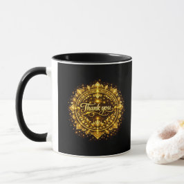 Caneca Elegante Design de Mandala "Obrigado" em Dourado c