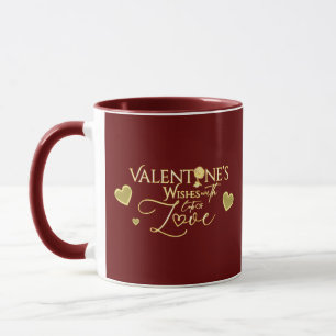 Caneca Elegante dia dos namorados Caligrafia Vermelha e D