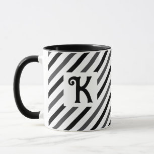 Caneca Elegante Diagonal Strips Negra Novidade Inicial