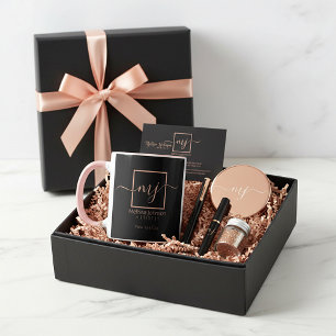 Caneca Elegante Dourado Rosa no Preto