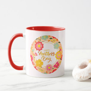 Caneca Elegante Flor de Jardim em Aquarela no Dia das Mãe
