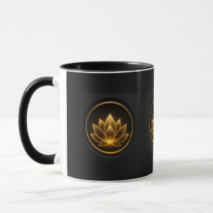 Caneca Elegante Flor de Lótus Dourada Brilhante no Escuro