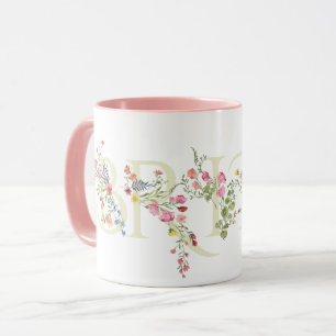 Caneca elegante floral de casamento primavera NOIVA Chá d