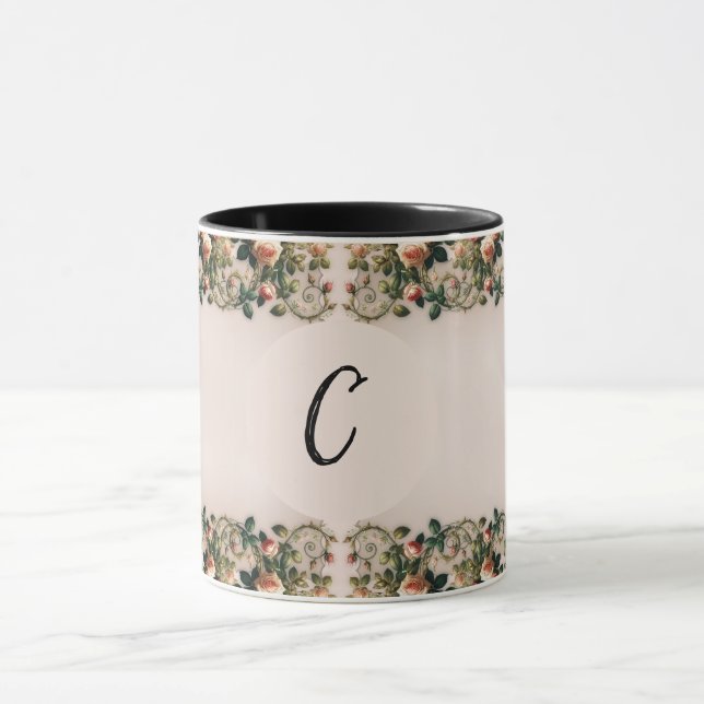 Caneca Elegante Floral Rosas Vinhas Rosa Shabby Chic (Centro)