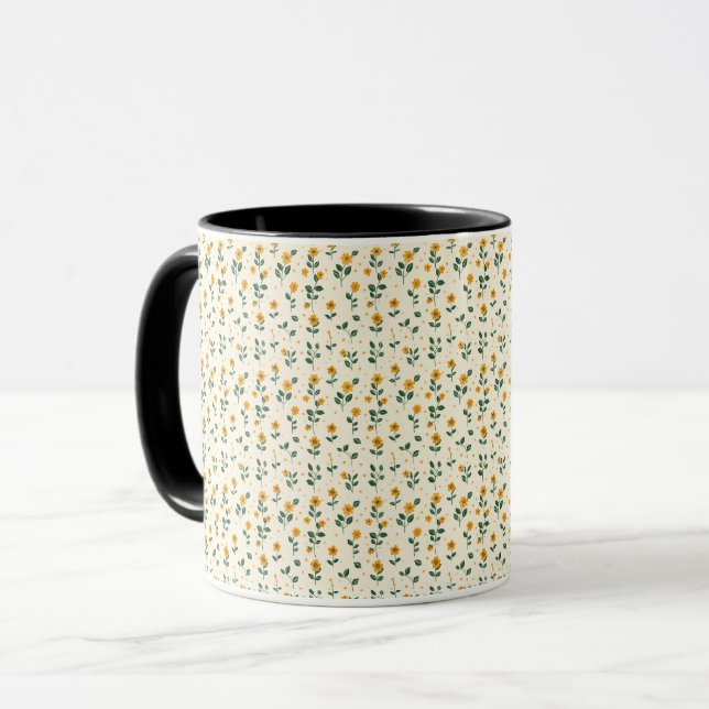 Caneca Elegante Fofo Sofisticado Chique Romântico Floral (Frente Esquerda)