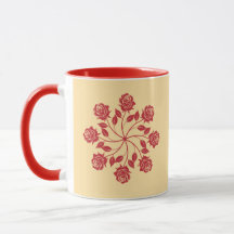Elegante Mandala de Rosa Vermelha em Desenho Flora