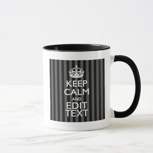 Caneca Elegante MANTENHA CALMA E seu texto em faixas pret (Direita)