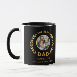 Caneca Elegante Melhor Pai Coroa Preta e Dourada Foto