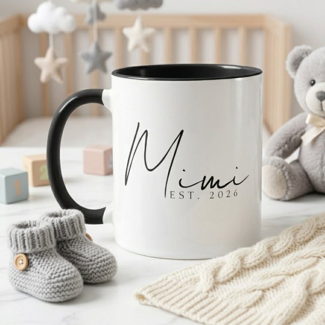 Caneca Elegante Mimi EST Ano Design de Rótulo Mínimo (Criador carregado)