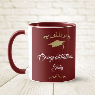 Caneca Elegante Ornamento de Ouro Parabéns Graduação