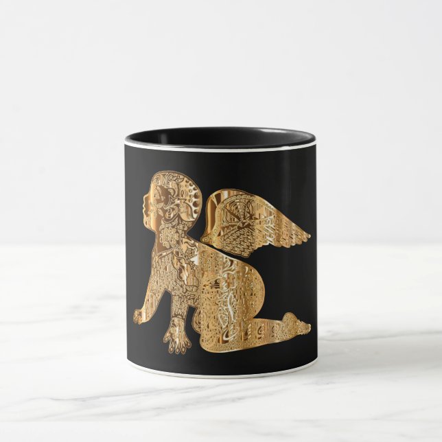 Caneca Elegante Ouro brilhante Angel Black e Dourado (Centro)