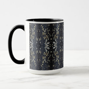 Caneca Elegante padrão de casca de árvore em renda preta