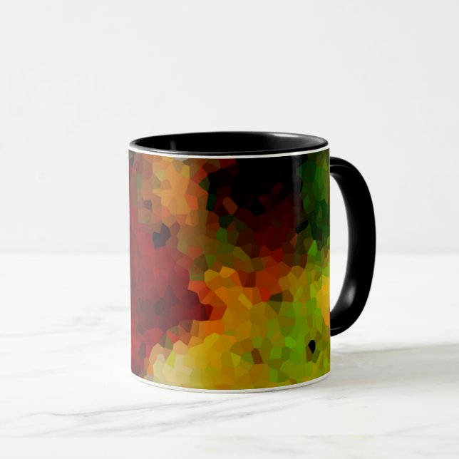 Caneca Elegante, padrão mosaico, multicolorido, abstrato (Frente Esquerda)