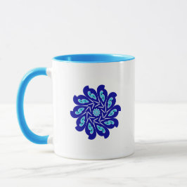 Caneca Elegante Personalizado, Abstrato Azul Mau Flor