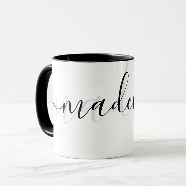 Caneca Elegante Personalizado Moderno Chic Cinza e preto (Frente Esquerda)
