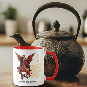 Caneca Elegante Polvo Fada Vitoriano Steampunk Vermelho
