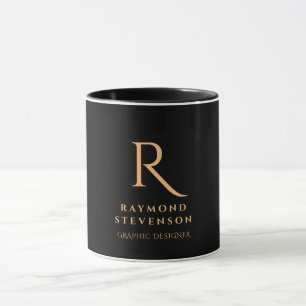 Caneca Elegante profissional Dourado monograma