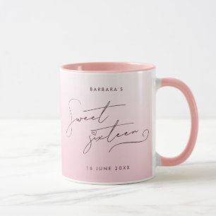 Caneca Elegante Rosa Bege Gradual Escrito Adolescente de 