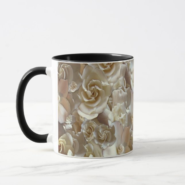 Caneca Elegante Rosa Floral Padrão Petal (Esquerda)