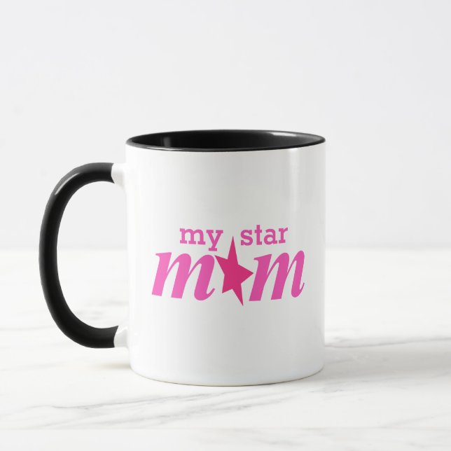 Caneca Elegante Rosa Personalizado Minha Estrela Mãe (Esquerda)
