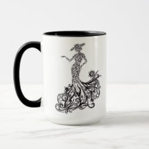 Elegante Silhueta de Senhora da Moda Arte Linha Du