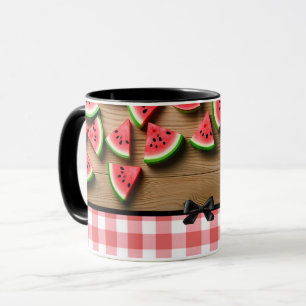 Caneca Elegante Tendy Modern Chic Checkered Watermelon