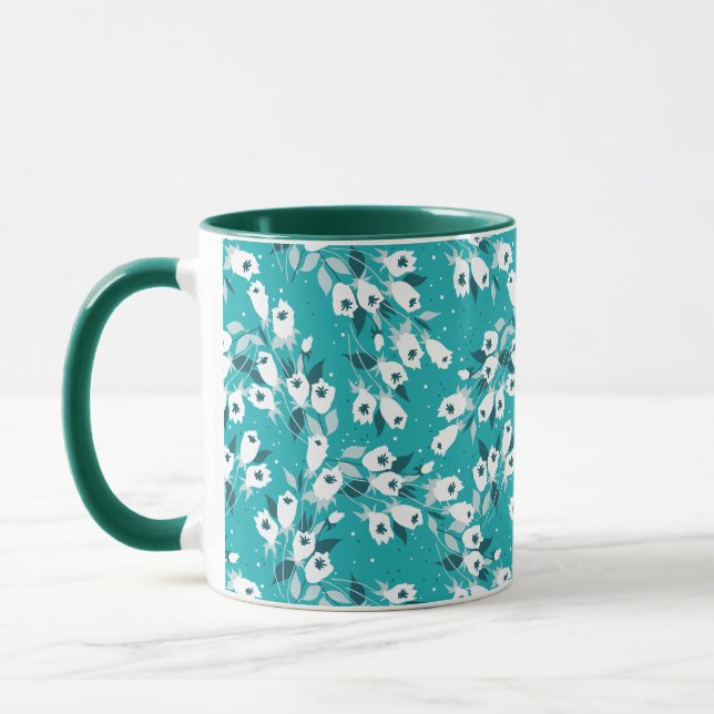 Caneca Elegante Tulip Flower Pattern Botanical Art Design (Esquerda)