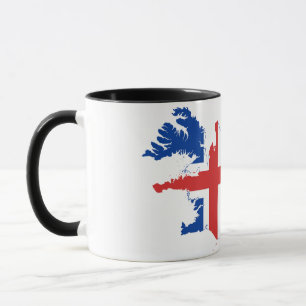 Caneca Elegante Vintage Islândia Bandeira Coberta Cerâmic