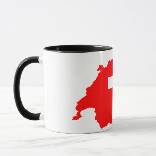 Caneca Elegante Vintage Suíça Bandeira Coberta Cerâmica