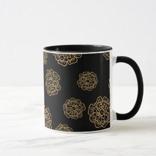 Caneca Elegantes Flores Amarelas Douradas de Halloween em