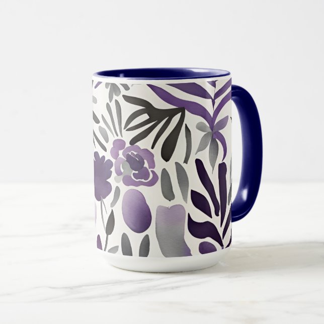 Caneca Elementos Botânicos Russos Arte Aquática (Frente Esquerda)