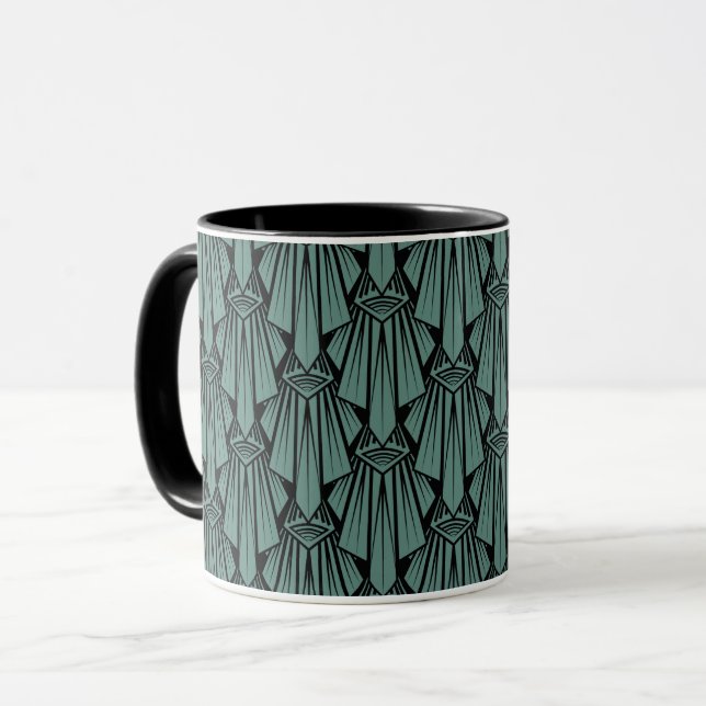 Caneca Elementos geométricos abstratos art déco escuros e (Frente Esquerda)