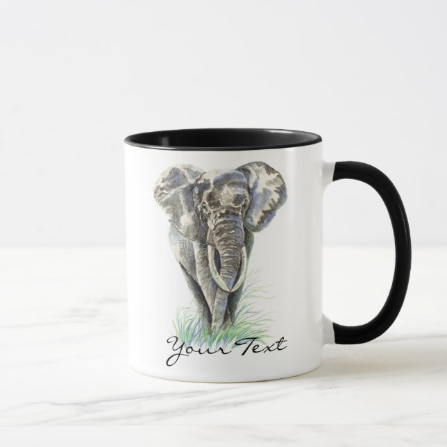Caneca Elephant Personalizado - Watercolor Animal Collect (Direita)