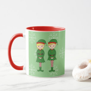 Caneca Elf Filhos de Natal Flocos de Neve Lusima Verde