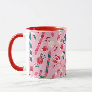 Caneca Elf Holiday Candy Pattern
