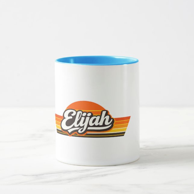 Caneca Elijah Retro Sunset Name Design (Centro)