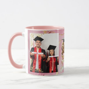 Caneca Elite Rosa-Mármore & Ouro Personalizado de Graduaç