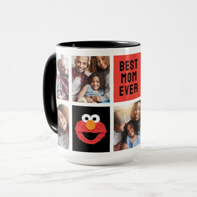 Caneca Elmo Big Face | Mãe - Colagem de Fotos (Frente Esquerda)