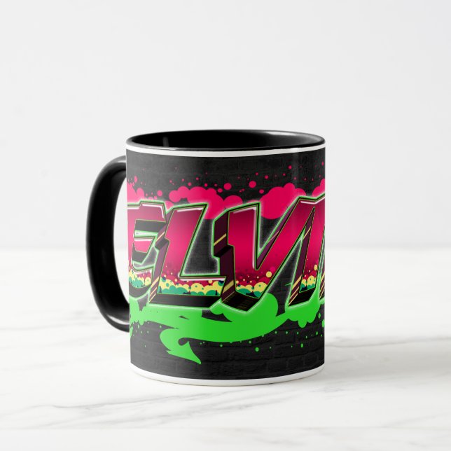Caneca Elvira Vorname Name Graffiti red green Tasse (Frente Esquerda)