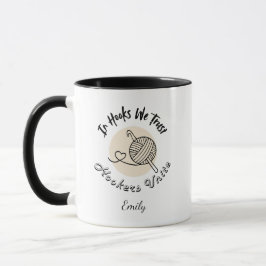 Caneca Em Agulhas Nós Confiamos Crochet Mãe Personalizado