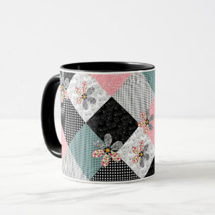 Caneca Em cores multicoloridas padrão rústico em patchwor