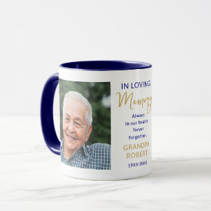Caneca Em Memória Afetuosa 2 Foto Azul e Dourado Memorial