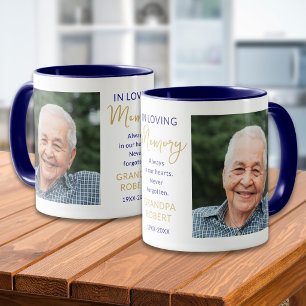 Caneca Em Memória Afetuosa 2 Foto Azul e Dourado Memorial