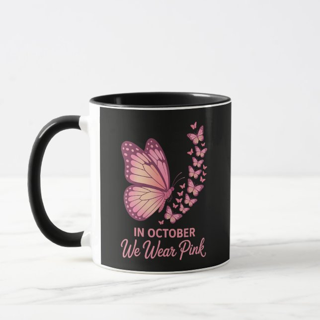 Caneca Em Outubro Borboleta Rosa Seios (Esquerda)