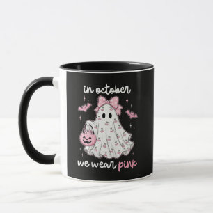 Caneca em outubro usamos rosa fantasma Halloween
